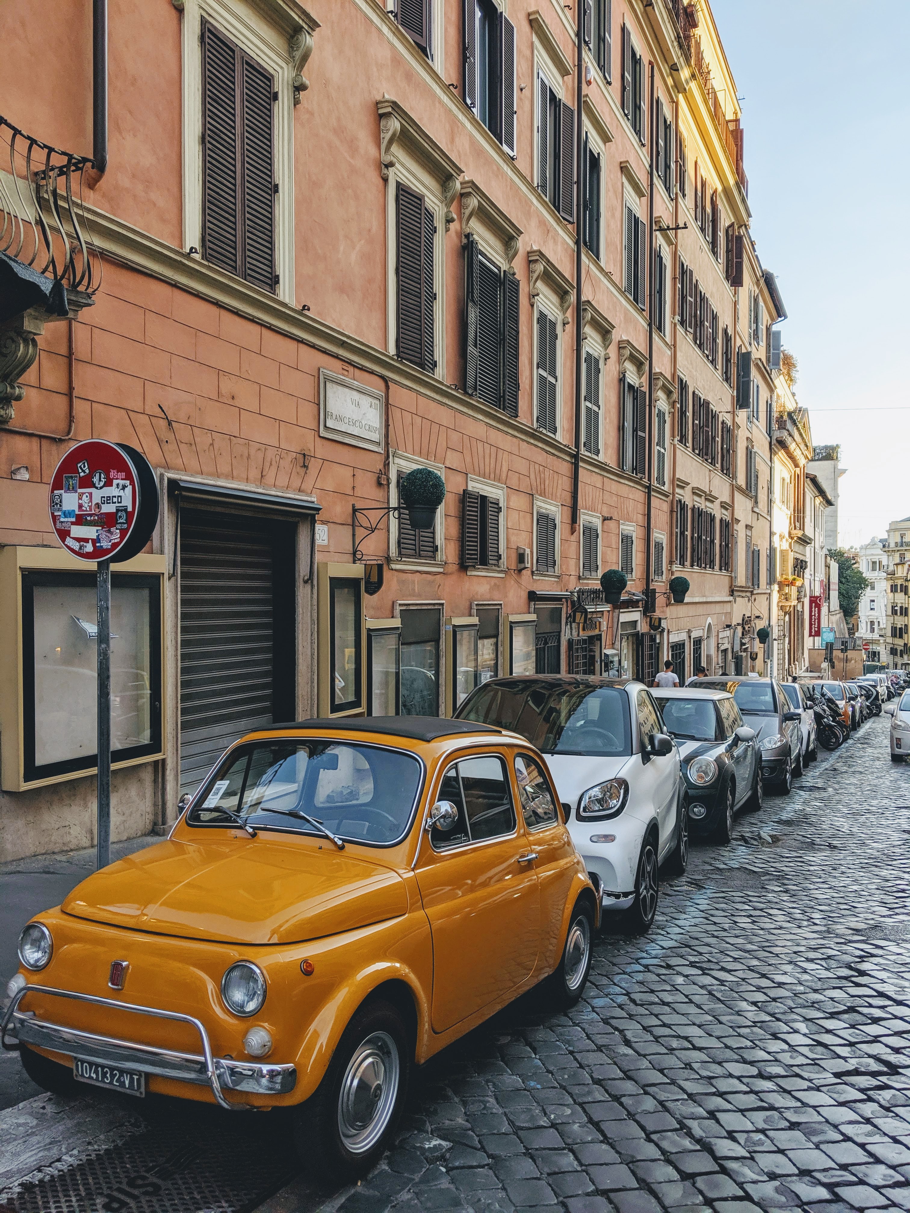 Fiat on a Street in Rome, Italy